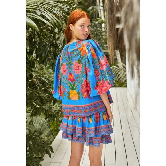 FARM Rio Blue Tropical Tapestry Mini Skirt NWT SZ XL - Picture 4 of 16